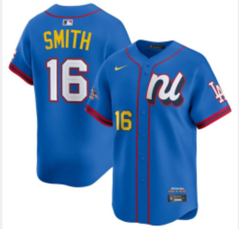 Men 2025 Los Angeles Dodgers #16 Smith Blue All star Blank Blue Nike MLB Jersey style 2